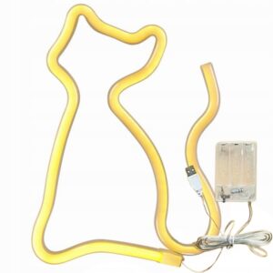 LAMPKA NOCNA DZIECIĘCA NEON KOT OZDOBA LED CIEPŁY BIAŁY USB BATERIE Inne