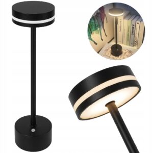 LAMPKA STOŁOWA RESTAURACYJNA CZARNA CCT 1,5 W LED PRZENOŚNA DOTYKOWA USB Lampy stołowe