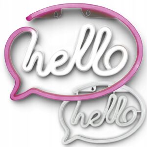 Lampka nocna dziecięca neon napis hello ozdoba LED usb baterie
