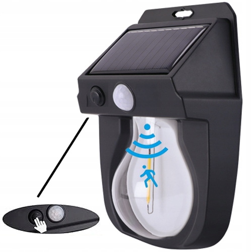 Lampa ogrodowa solarna kinkiet elewacyjny ścienny 1w LED z czujnikiem PIR 1 Lampa ogrodowa solarna kinkiet elewacyjny ścienny 1w LED z czujnikiem PIR