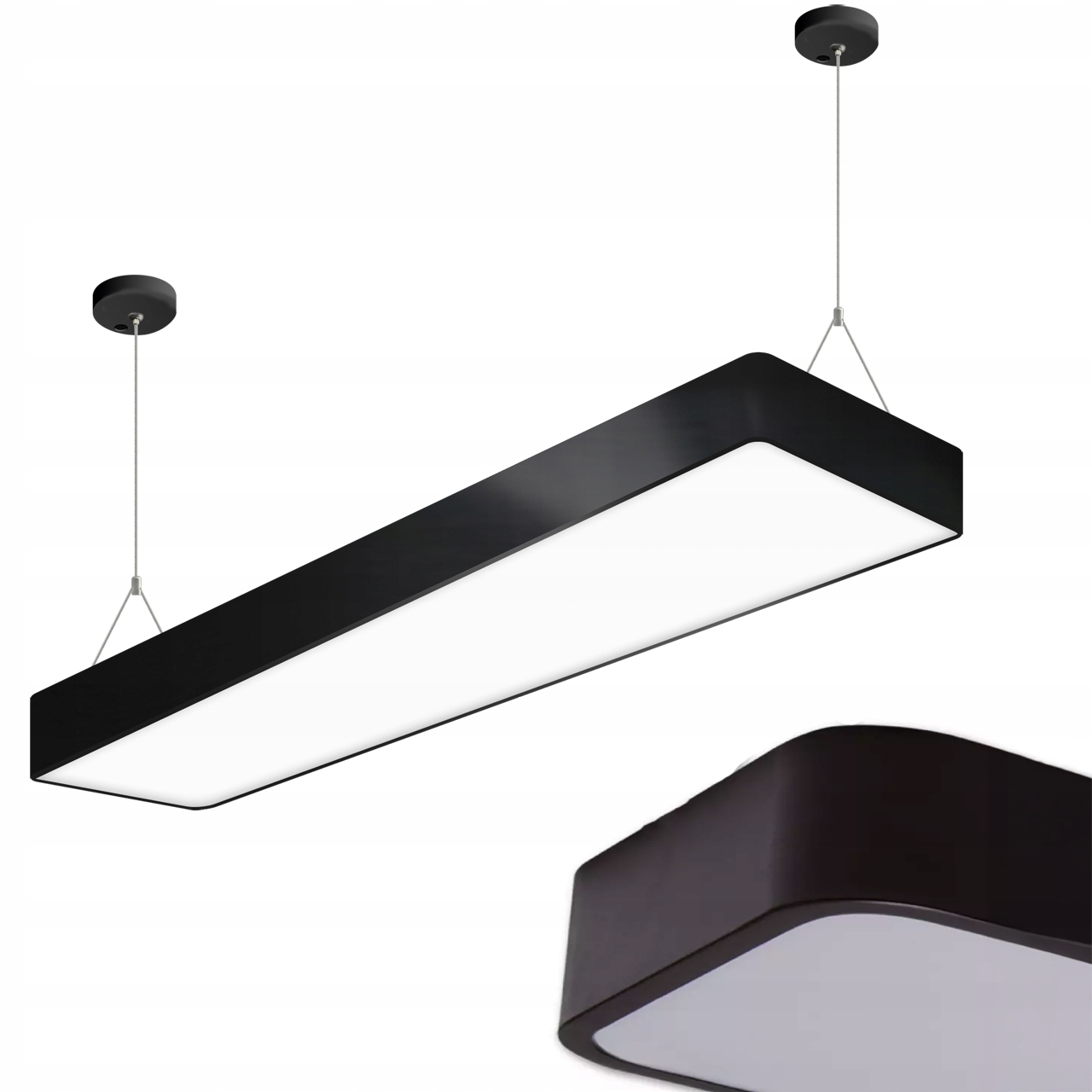 Lampa wisząca liniowa sufitowa biurowa czarna LED 24w nowoczesna loft 60cm 1 Lampa wisząca liniowa sufitowa biurowa czarna LED 24w nowoczesna loft 60cm