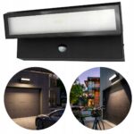 Lampa elewacyjna kinkiet zewnętrzny ogrodowy LED 27w PIR czarny regulowany