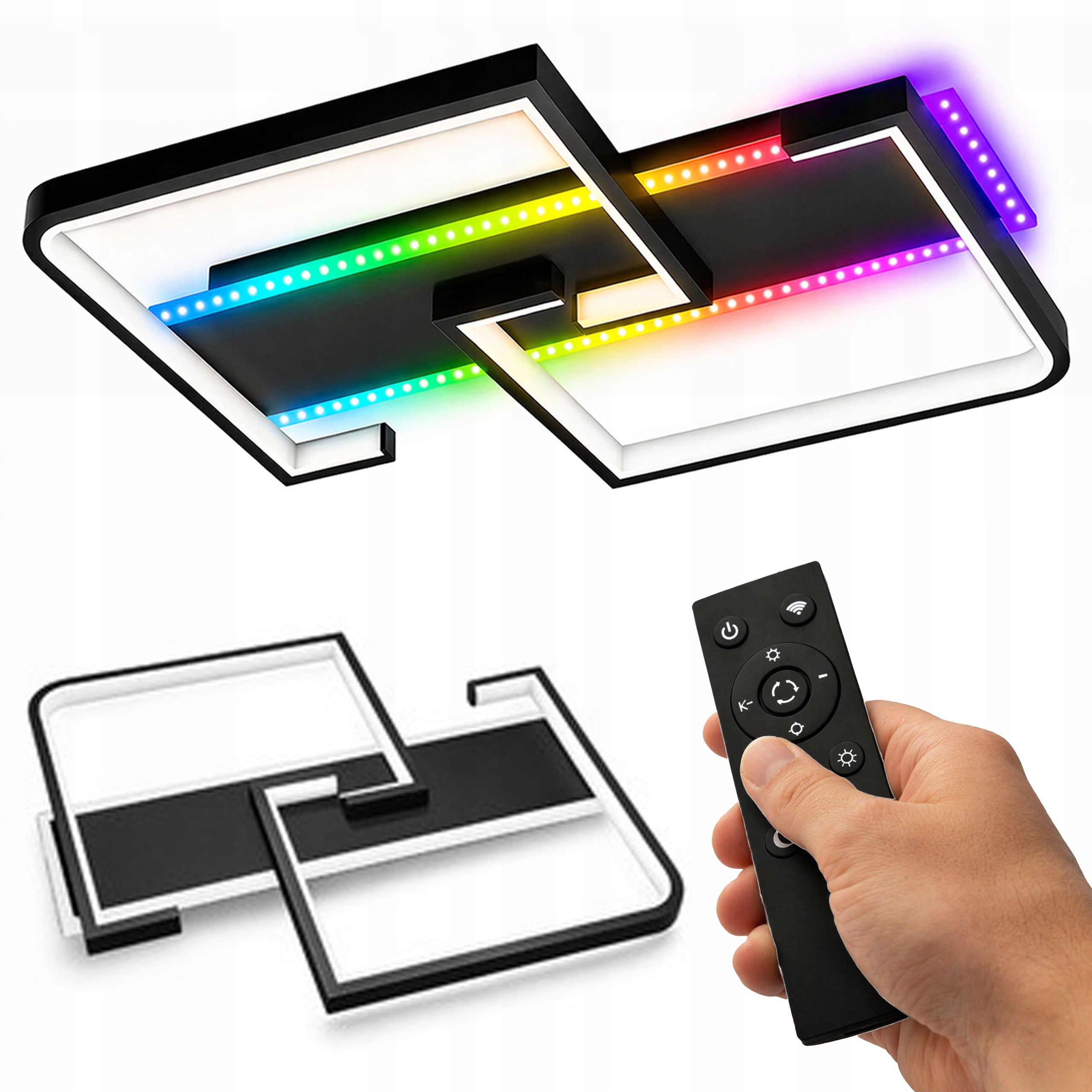 Lampa sufitowa plafon LED 46w CCT RGB czarna kwadratowa oprawa dekoracyjna 1 Lampa sufitowa plafon LED 46w CCT RGB czarna kwadratowa oprawa dekoracyjna