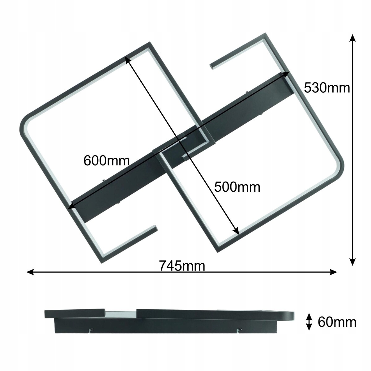 Lampa sufitowa wisząca plafon żyrandol LED czarny 48w dekoracyjny plafon 5 Lampa sufitowa wisząca plafon żyrandol LED czarny 48w dekoracyjny plafon - obrazek 5