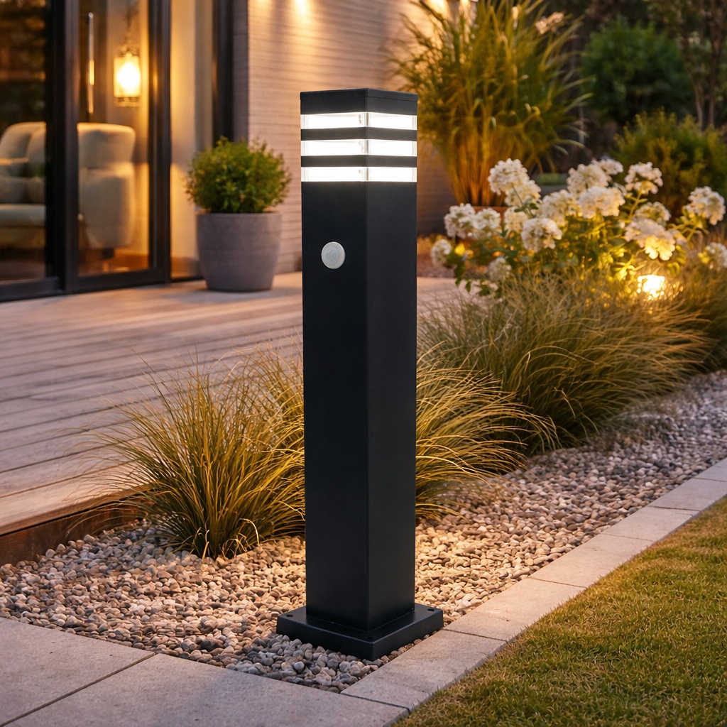 Lampa ogrodowa stojąca słupek zewnetrzny 60cm E27 z czujnikiem PIR 6 Lampa ogrodowa stojąca słupek zewnetrzny 60cm E27 z czujnikiem PIR - obrazek 6