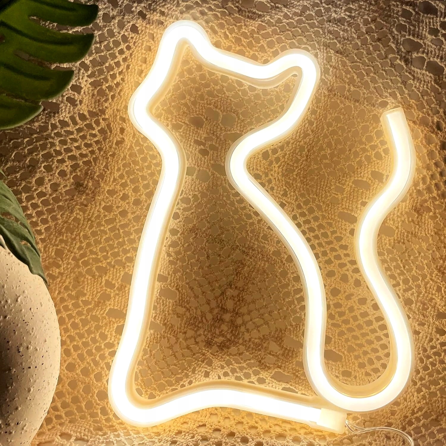 Lampka nocna dziecięca neon kot ozdoba LED ciepły biały usb baterie 7 Lampka nocna dziecięca neon kot ozdoba LED ciepły biały usb baterie - obrazek 7