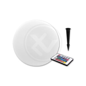 Lampa ogrodowa LED kula RGB 30cm biała solarna