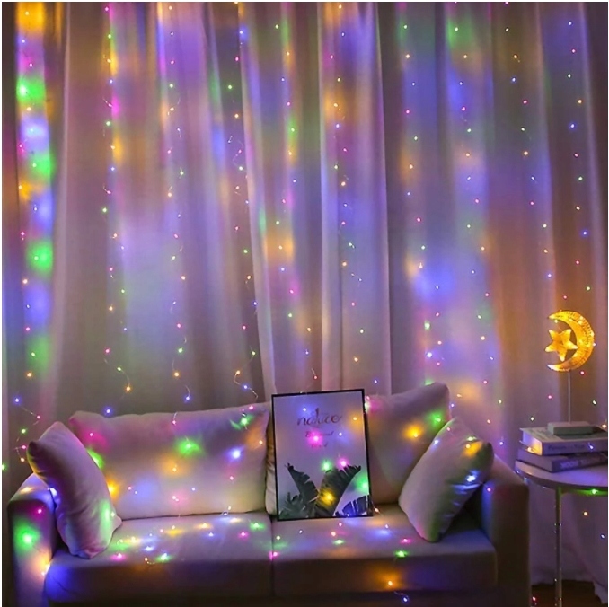 Kurtyna świetlna RGB okienna 300 LED girlanda 3 x 3m na druciku usb pilot 9 Kurtyna świetlna RGB okienna 300 LED girlanda 3 x 3m na druciku usb pilot - obrazek 9