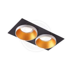 Oprawa halogenowa Taris Gold podwójna czarnobiała.
