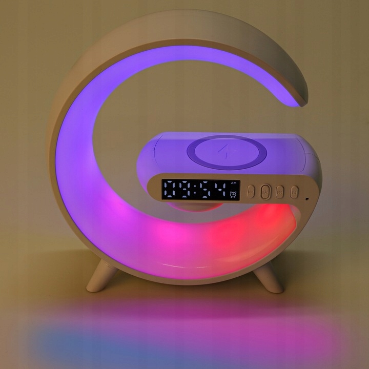 Lampka biurkowa LED 5w RGB z głośnikiem bluetooth z ładowarką biała 9 Lampka biurkowa LED 5w RGB z głośnikiem bluetooth z ładowarką biała - obrazek 9