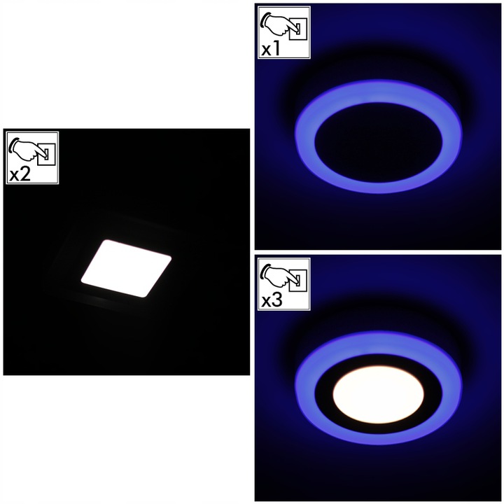Panel plafon łazienkowy LED natynkowy lampa sufitowa 12w+4w biały+niebieski 7 Panel plafon łazienkowy LED natynkowy lampa sufitowa 12w+4w biały+niebieski - obrazek 7