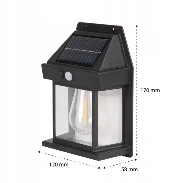 Lampa ogrodowa solarna kinkiet elewacyjny ścienny 1w LED z czujnikiem 6 Lampa ogrodowa solarna kinkiet elewacyjny ścienny 1w LED z czujnikiem - obrazek 6