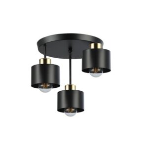 Kinkiet E27 LED Elza x3 czarny + miedź okrągły