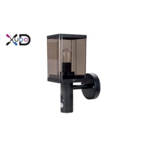 Kinkiet E27 LED IP44 Smoke PIR czarny.