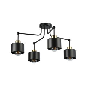 Kinkiet E27 LED Elza x4 czarny + miedź okrągły.
