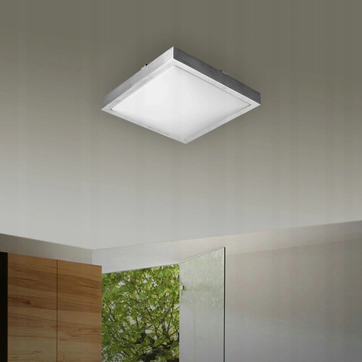 Lampa do łazienki plafon dekoracyjny LED 2 x E27 IP44 srebrny kwadrat 9 Lampa do łazienki plafon dekoracyjny LED 2 x E27 IP44 srebrny kwadrat - obrazek 9