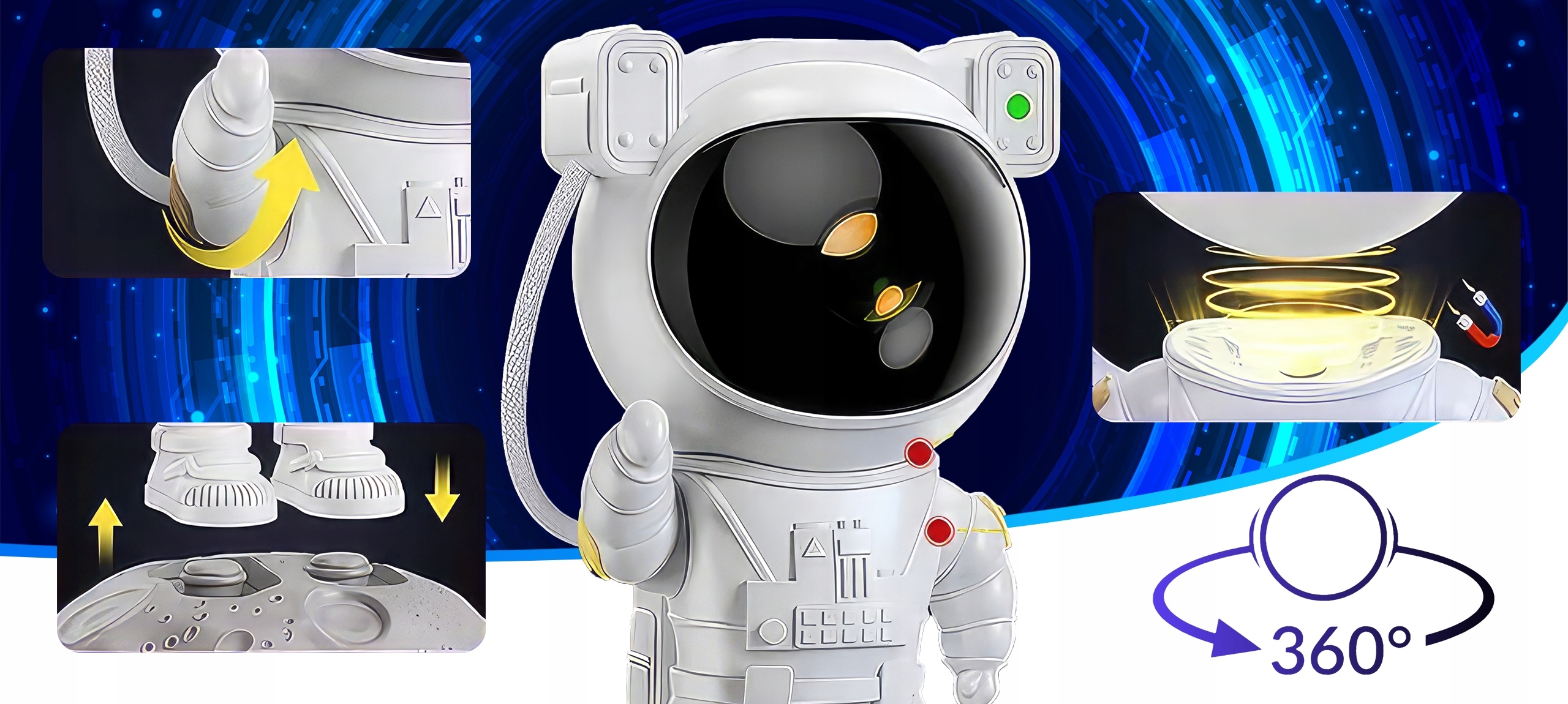 Lampka nocna projektor gwiazd LED dla dzieci astronauta lampka nocna duża 9 Lampka nocna projektor gwiazd LED dla dzieci astronauta lampka nocna duża - obrazek 9