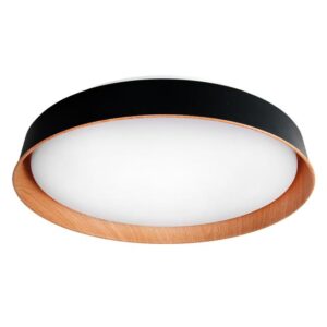 Plafon LED 3CCT 54W czarny+drewno pilot
