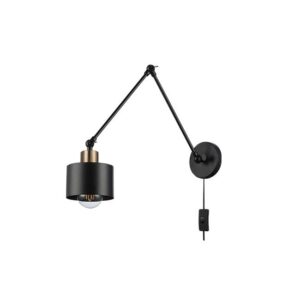 Kinkiet E27 LED Elza wysięgnik x1 czarny+miedź