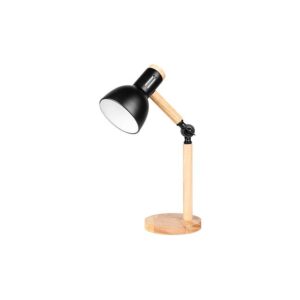Lampa biurkowa Woody E27 czarna+drewno