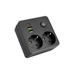 Rozgałęźnik Modi czarny 2x230V + 2x USB-A 1x USB-C