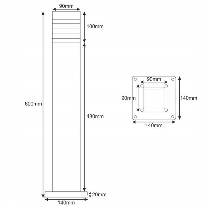 Lampa ogrodowa stojąca słupek zewnetrzny 60cm E27 z czujnikiem PIR 5 Lampa ogrodowa stojąca słupek zewnetrzny 60cm E27 z czujnikiem PIR - obrazek 5