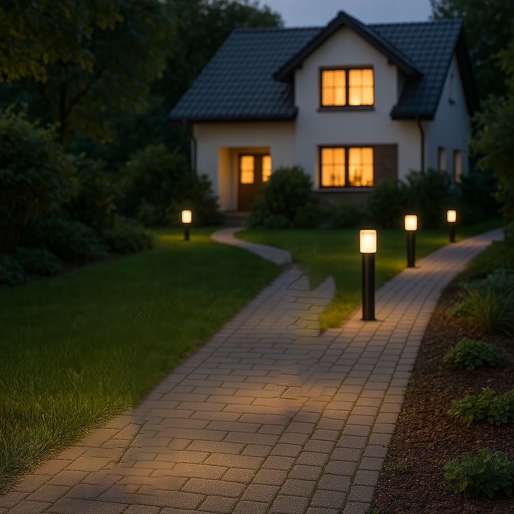 Lampa ogrodowa stojąca słupek zewnetrzny czarna szkło chrom 80cm E27 duża 6 Lampa ogrodowa stojąca słupek zewnetrzny czarna szkło chrom 80cm E27 duża - obrazek 6