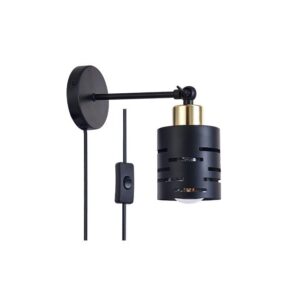 Kinkiet E27 LED Elen ruchomy x1 czarny+złoty wtycz