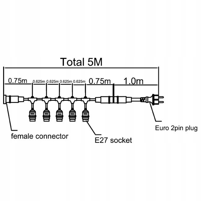 Girlanda świetlna ogrodowa biała na taras balkon ogród E27 15m + 15x LED 5 Girlanda świetlna ogrodowa biała na taras balkon ogród E27 15m + 15x LED - obrazek 5
