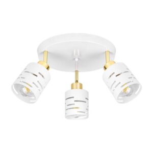 Kinkiet E27 LED Elen ruchomy x3 biały+złoty okrągł