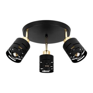 Kinkiet E27 LED Elen ruchomy x3 czarny+złoty okrąg