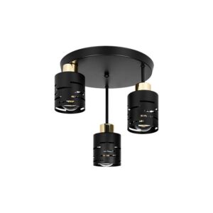 Kinkiet E27 LED Elen x3 czarny+złoty okrągły