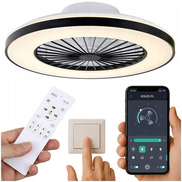 Lampa z wiatrakiem sufitowa LED regulacja plafon 50cm natynkowy pilot 6 Lampa z wiatrakiem sufitowa LED regulacja plafon 50cm natynkowy pilot - obrazek 6