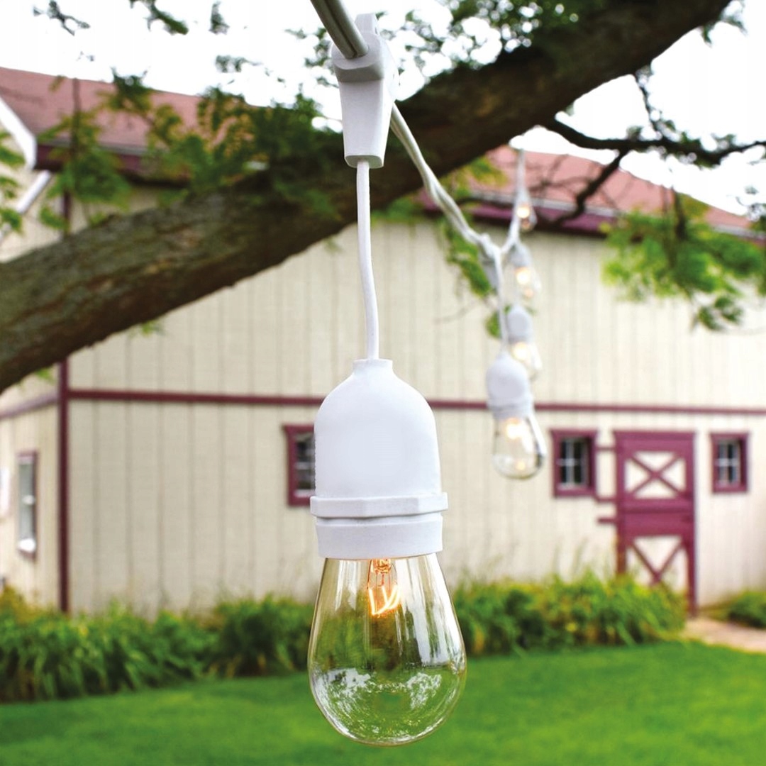 Girlanda świetlna ogrodowa biała na taras balkon ogród E27 15m + 15x LED 10 Girlanda świetlna ogrodowa biała na taras balkon ogród E27 15m + 15x LED - obrazek 10