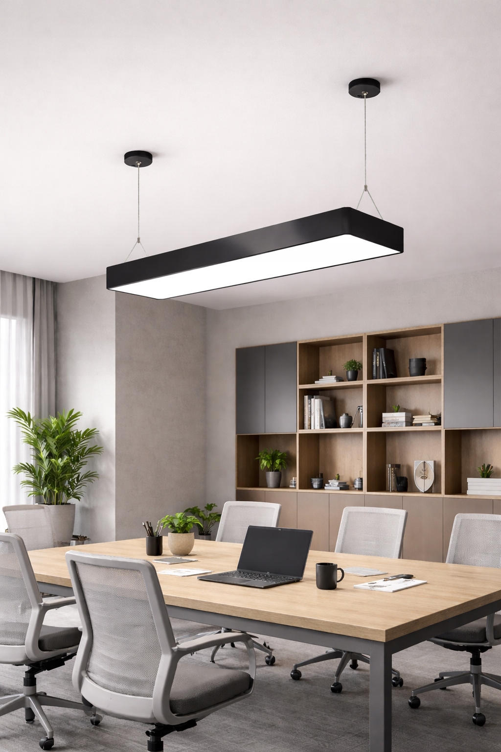 Lampa wisząca liniowa sufitowa biurowa czarna LED 24w nowoczesna loft 60cm 5 Lampa wisząca liniowa sufitowa biurowa czarna LED 24w nowoczesna loft 60cm - obrazek 5