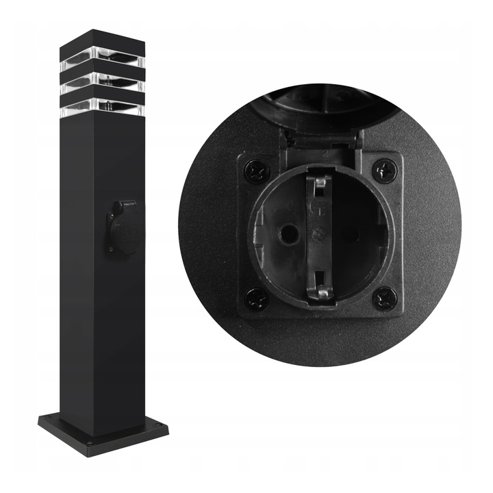 Lampa ogrodowa słupek z gniazdem 230v LED E27 60cm z gniazdem aluminium 5 Lampa ogrodowa słupek z gniazdem 230v LED E27 60cm z gniazdem aluminium - obrazek 5