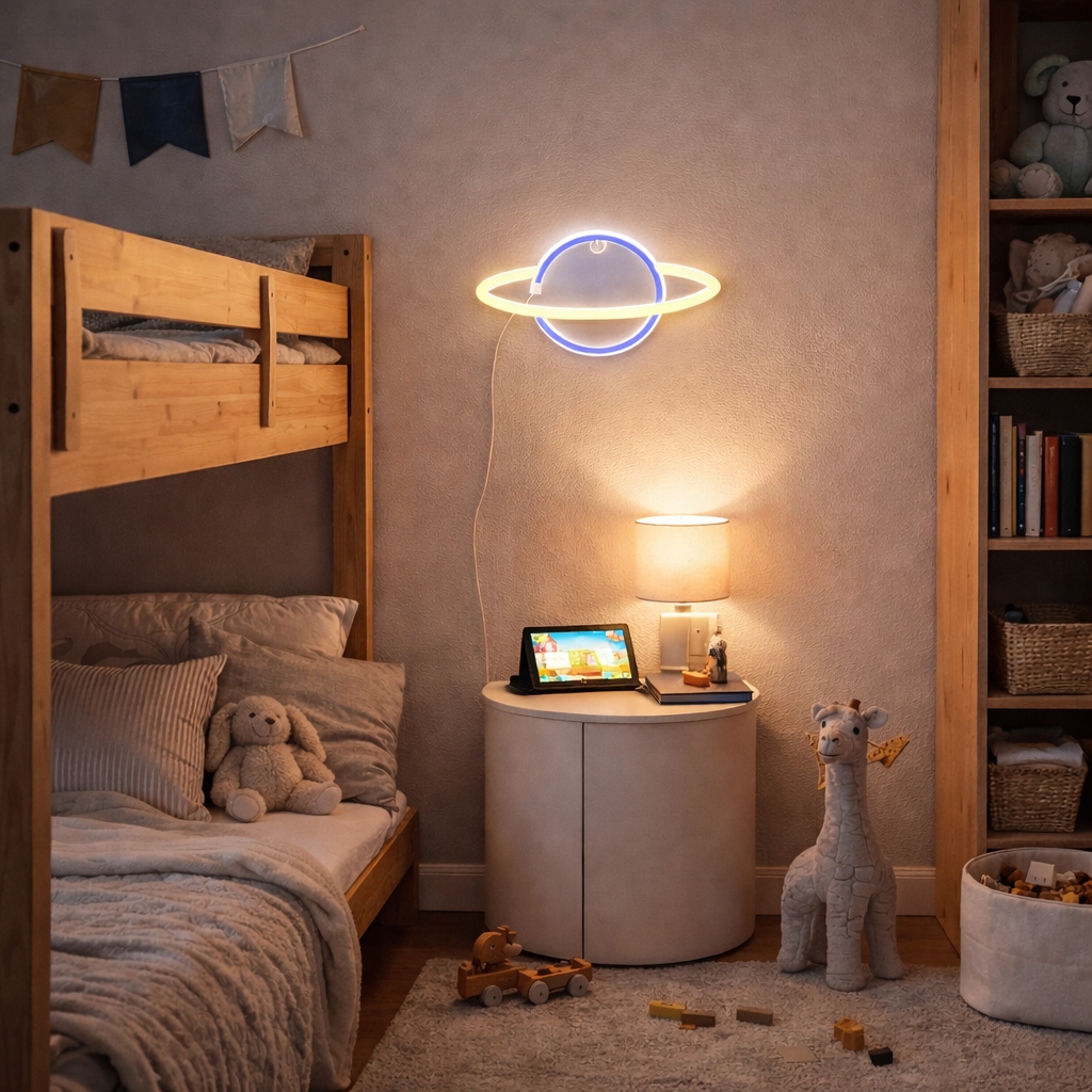 Lampka neon nocna pokój dziecięcy planeta kosmos LED dekoracja usb baterie 6 Lampka neon nocna pokój dziecięcy planeta kosmos LED dekoracja usb baterie - obrazek 6
