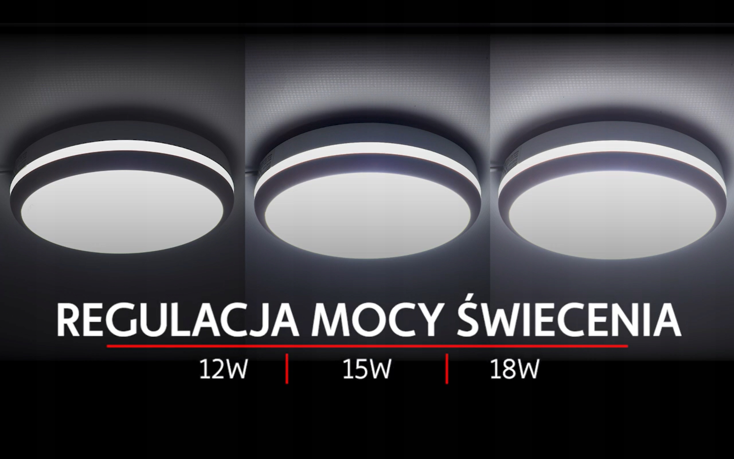 Lampa zewnętrzna plafon ogrodowy na balkon taras LED 12w/15w/18w CCT czarny 6 Lampa zewnętrzna plafon ogrodowy na balkon taras LED 12w/15w/18w CCT czarny - obrazek 6
