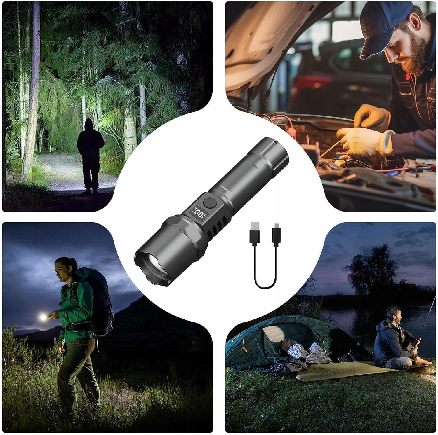 Latarka taktyczna LED zoom 1w na usb akumulatorowa wyświetlacz 3 tryby 10 Latarka taktyczna LED zoom 1w na usb akumulatorowa wyświetlacz 3 tryby - obrazek 10