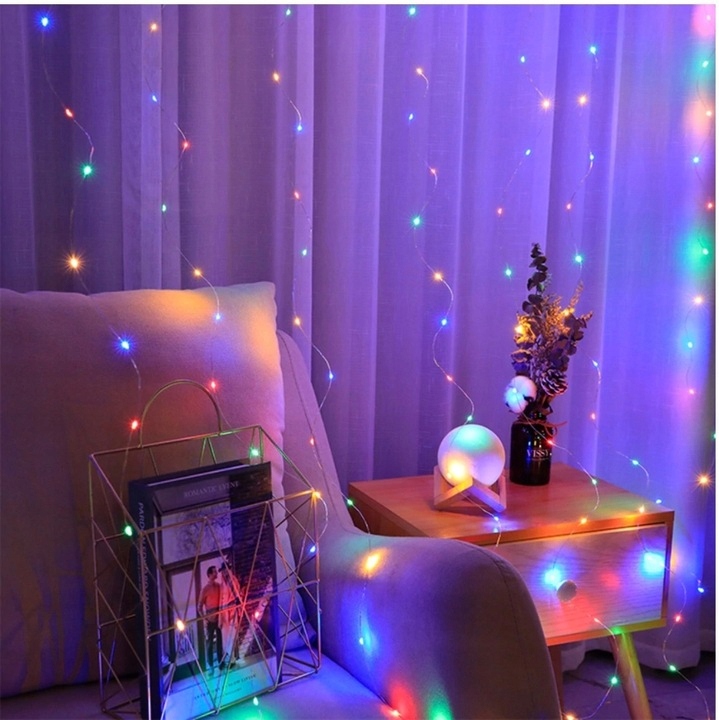 Kurtyna świetlna RGB okienna 300 LED girlanda 3 x 3m na druciku usb pilot 7 Kurtyna świetlna RGB okienna 300 LED girlanda 3 x 3m na druciku usb pilot - obrazek 7