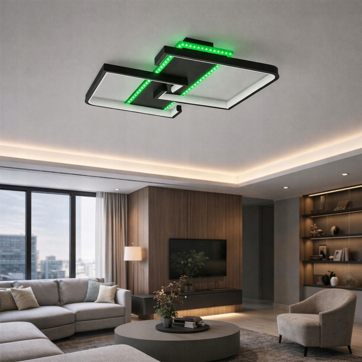 Lampa sufitowa plafon LED 46w CCT RGB czarna kwadratowa oprawa dekoracyjna 11 Lampa sufitowa plafon LED 46w CCT RGB czarna kwadratowa oprawa dekoracyjna - obrazek 11