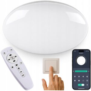 Lampa sufitowa plafon LED 48w CCT do łazienki IP44 pilot aplikacja smart