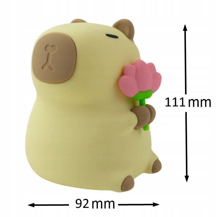 Lampka nocna biurkowa stołowa LED dziecięca kapibara florystka RGB + 3000k 7 Lampka nocna biurkowa stołowa LED dziecięca kapibara florystka RGB + 3000k - obrazek 7