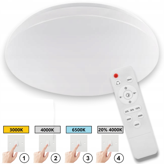 Lampa sufitowa plafon do łazienki IP44 LED 72w CCT pilot regulacja barwy 7 Lampa sufitowa plafon do łazienki IP44 LED 72w CCT pilot regulacja barwy - obrazek 7