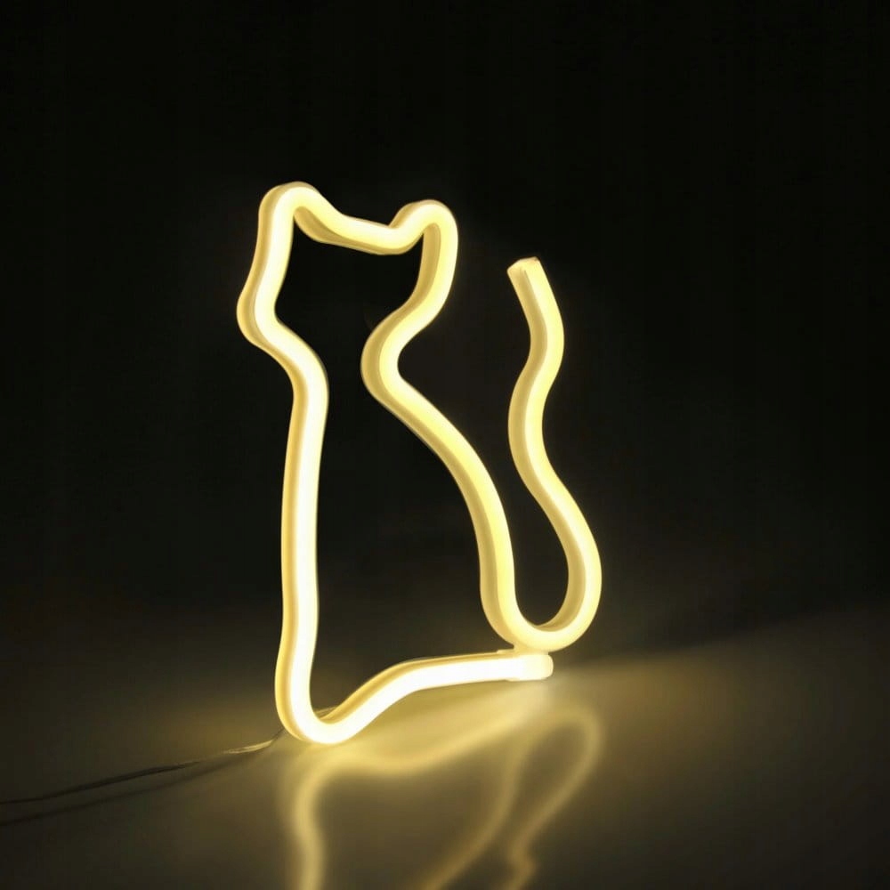 Lampka nocna dziecięca neon kot ozdoba LED ciepły biały usb baterie 8 Lampka nocna dziecięca neon kot ozdoba LED ciepły biały usb baterie - obrazek 8