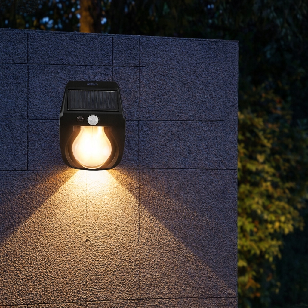 Lampa ogrodowa solarna kinkiet elewacyjny ścienny 1w LED z czujnikiem PIR 6 Lampa ogrodowa solarna kinkiet elewacyjny ścienny 1w LED z czujnikiem PIR - obrazek 6