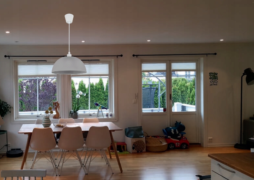 Żyrandol lampa sufitowa wisząca na żarówkę E27 regulacja tworzywo szara 5 Żyrandol lampa sufitowa wisząca na żarówkę E27 regulacja tworzywo szara - obrazek 5