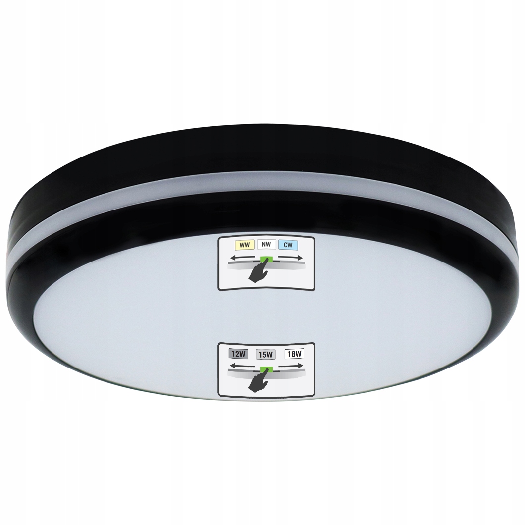 Lampa zewnętrzna plafon ogrodowy na balkon taras LED 12w/15w/18w CCT czarny 5 Lampa zewnętrzna plafon ogrodowy na balkon taras LED 12w/15w/18w CCT czarny - obrazek 5