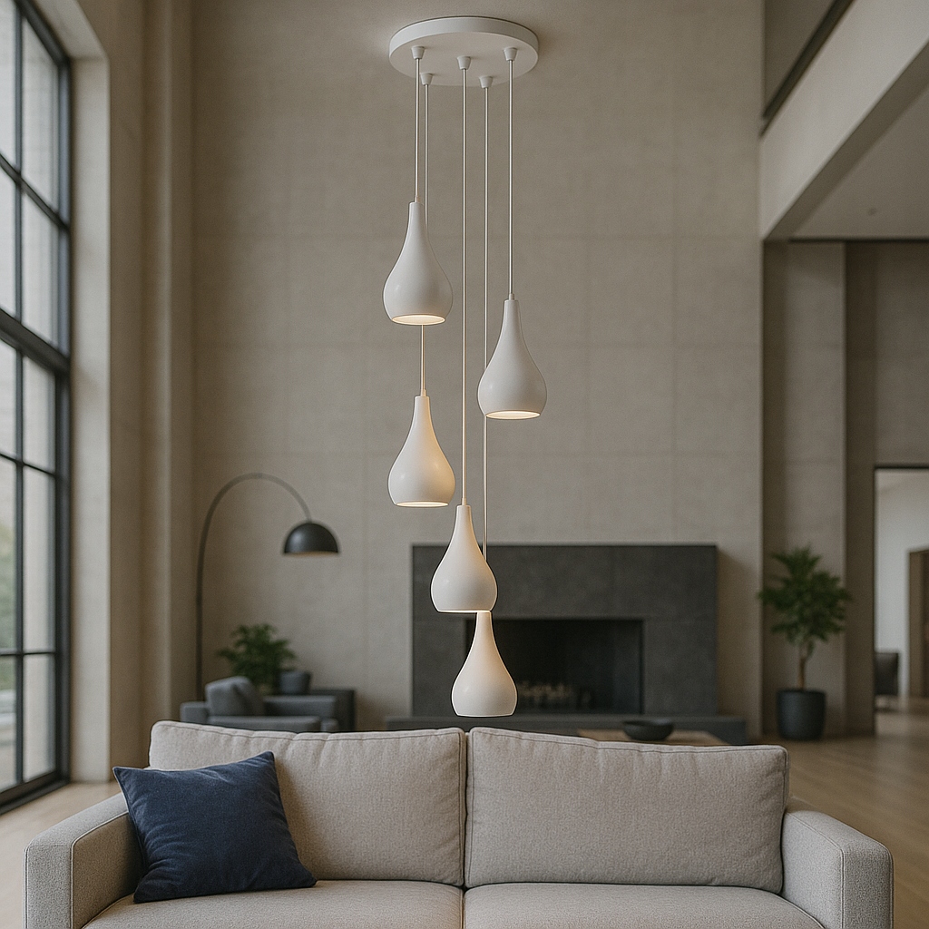 Lampa sufitowa wisząca żyrandol 5x E14 biała nowoczesna z żarówkami LED 4w 11 Lampa sufitowa wisząca żyrandol 5x E14 biała nowoczesna z żarówkami LED 4w - obrazek 11