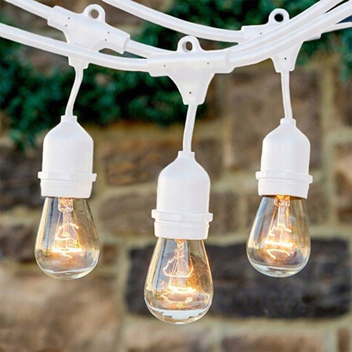 Girlanda świetlna ogrodowa biała lampki na taras balkon E27 5m + 5x LED 11 Girlanda świetlna ogrodowa biała lampki na taras balkon E27 5m + 5x LED - obrazek 11